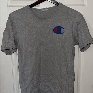 Champion Gray and Blue Men's Short Sleeve Tee